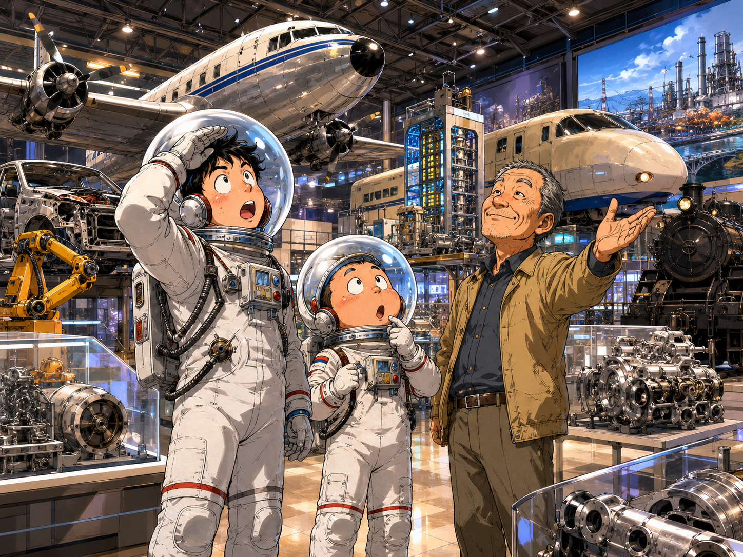 トヨタ、鉄道、科学、博物館を学ぶ宇宙飛行士