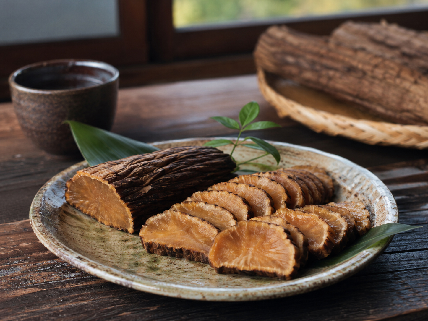秋田名物いぶりがっこ。燻製された大根の漬物。