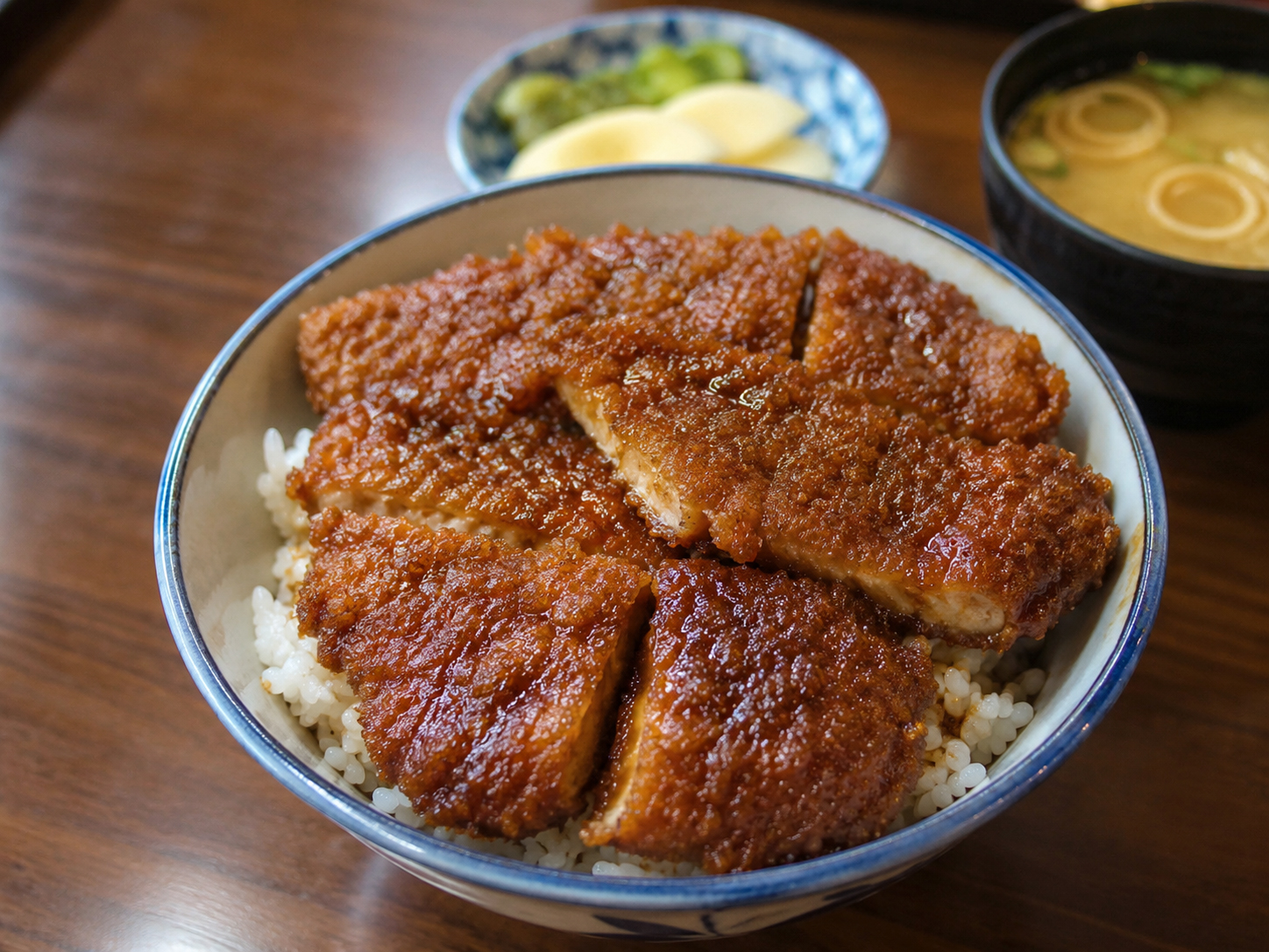 福井名物ソースカツ丼。薄いカツをソースにくぐらせご飯にのせた丼。