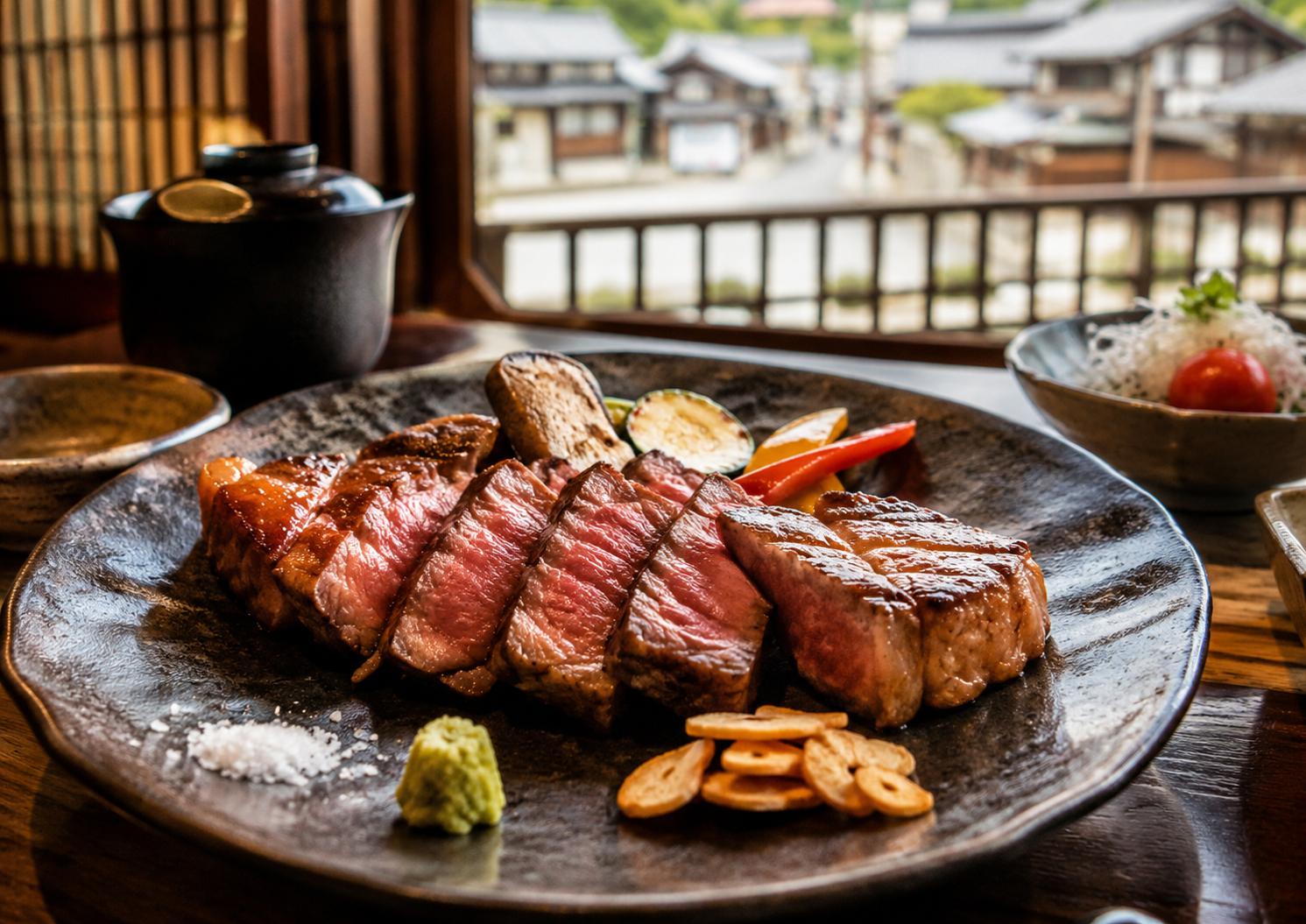 飛騨牛ステーキ。高山の食卓に並ぶ岐阜の牛肉料理。