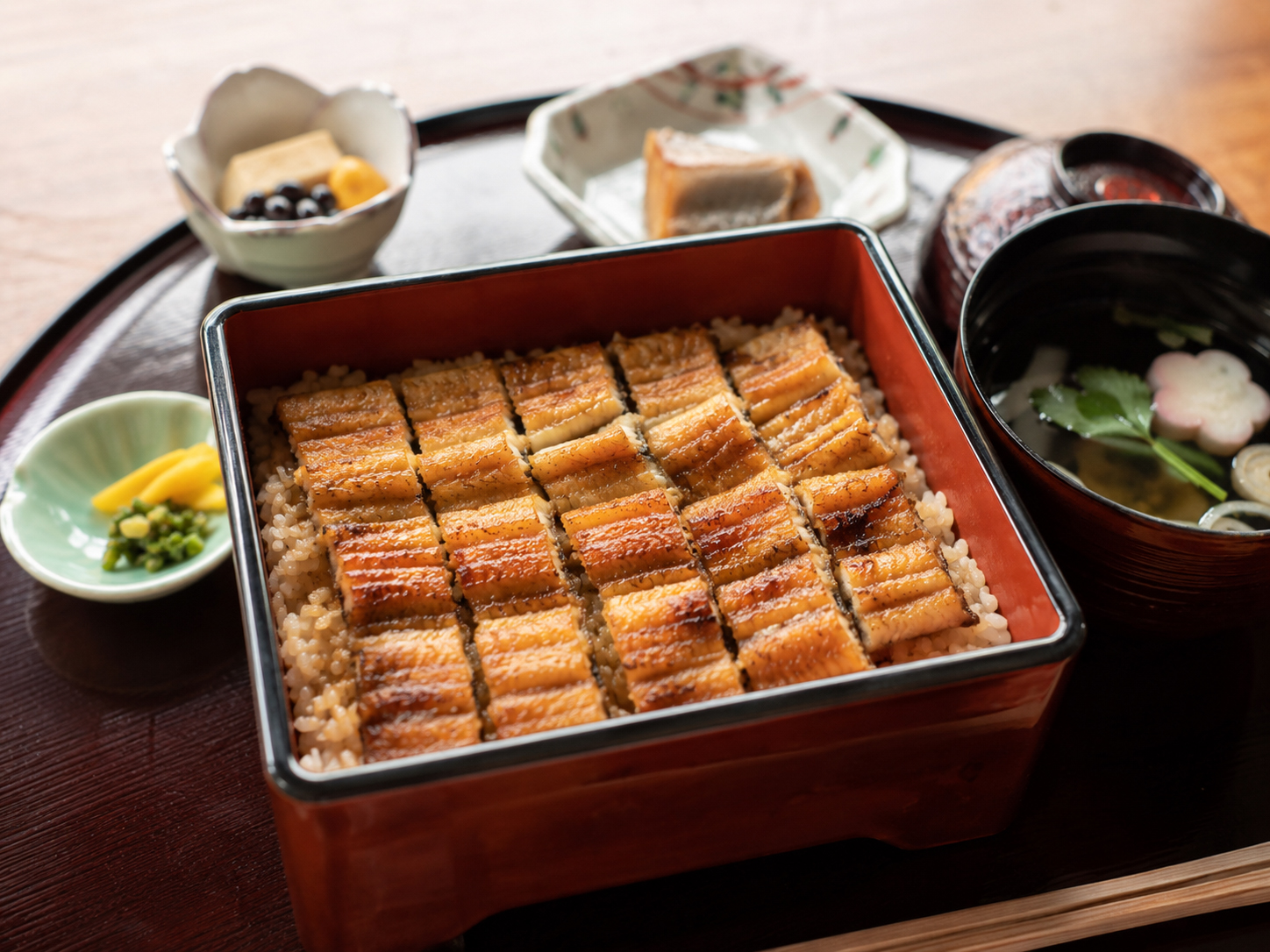 宮島口のあなごめし。焼きあなごをご飯にのせた広島名物。