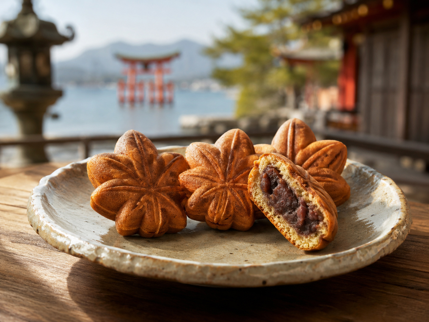広島名物もみじ饅頭。宮島土産の和菓子。