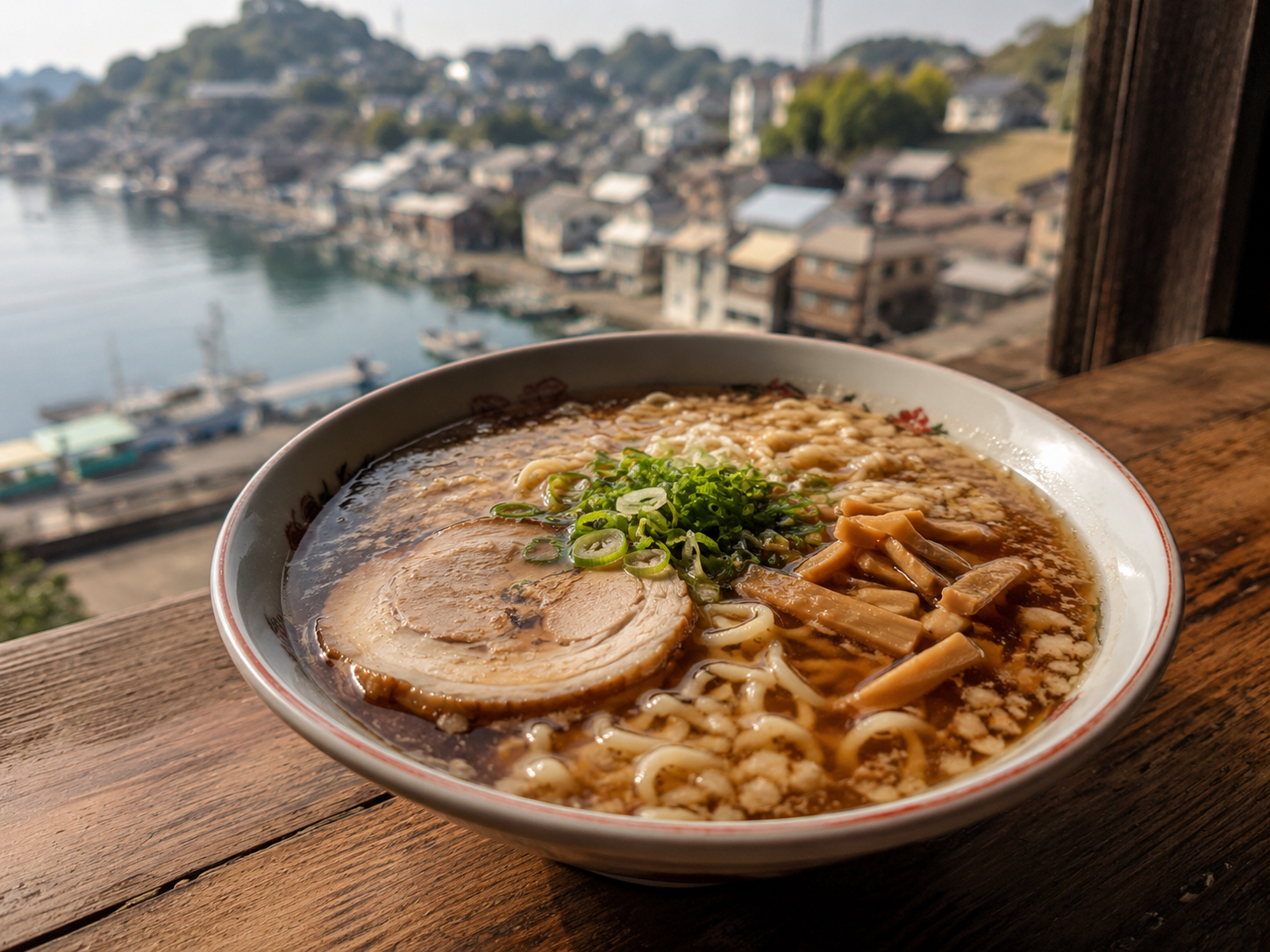 尾道ラーメン。醤油スープ、背脂、港町のラーメン。