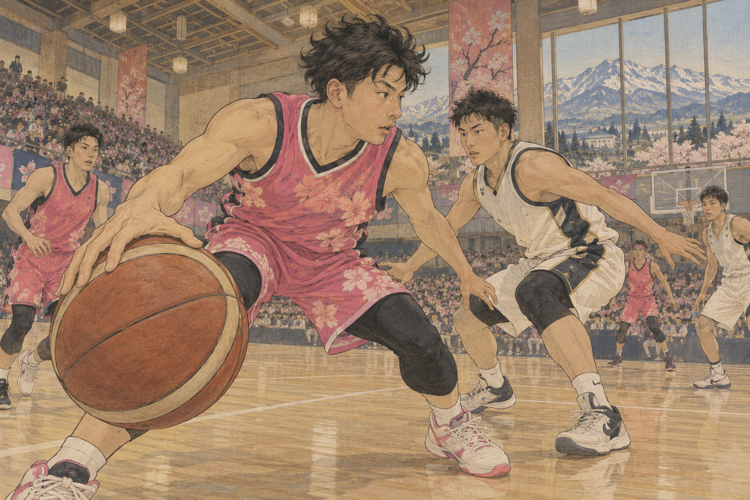 Yokote shares in the Northern Happinets’ preseason — AI editorial illustration