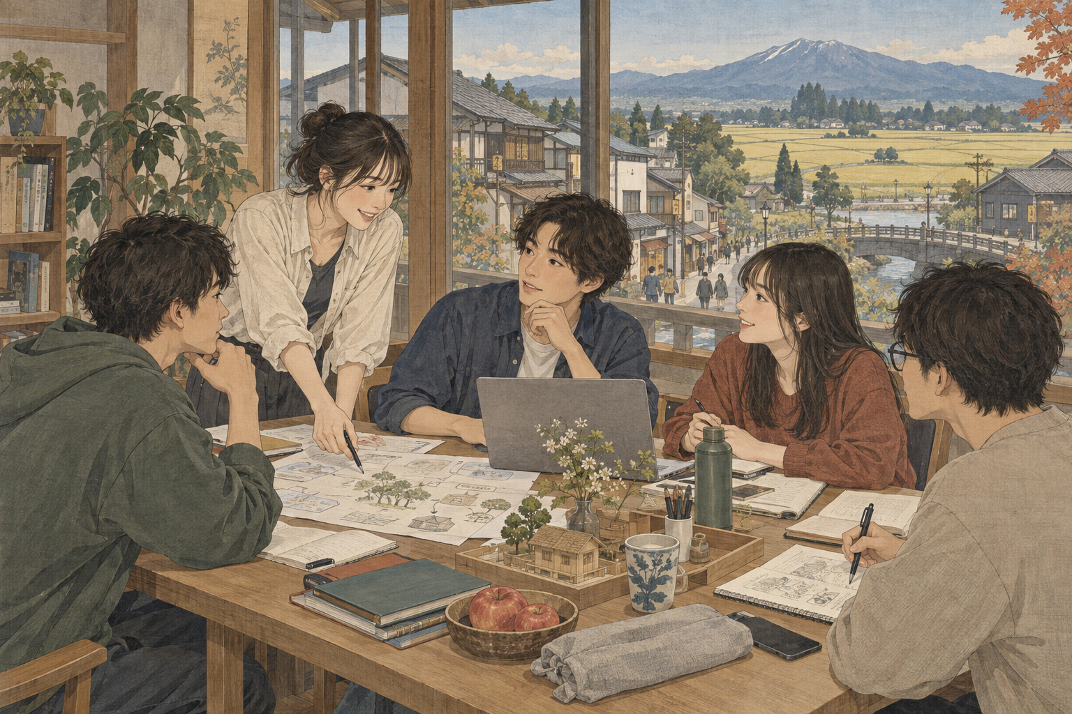 Akita students turn local challenges into business ideas — AI editorial illustration