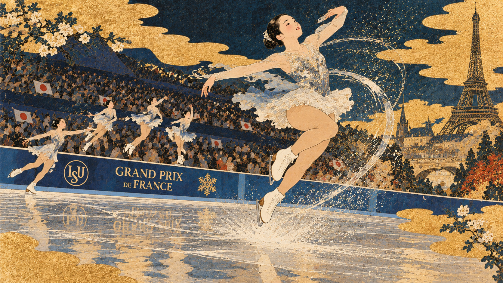 中井亜美、3回転半で逆転――フランスGP2連覇 — editorial illustration
