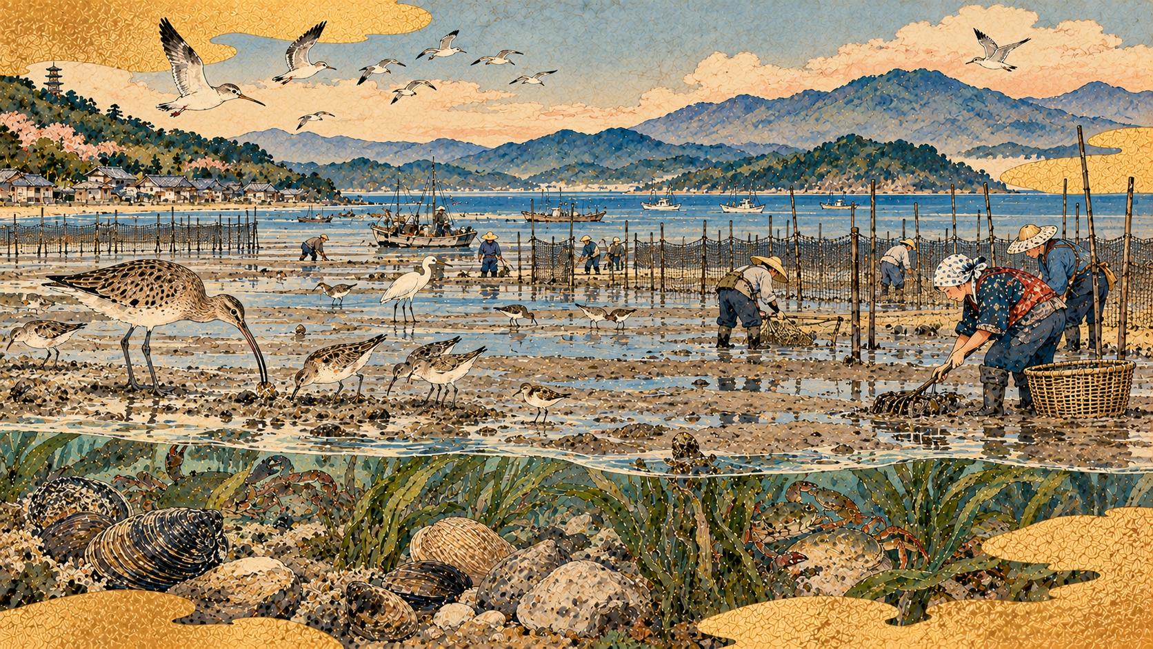 Can Japan Restore the Ariake and Yatsushiro Seas? A 24-Year Reckoning — AI-generated editorial illustration inspired by Kawanabe Kyōsui