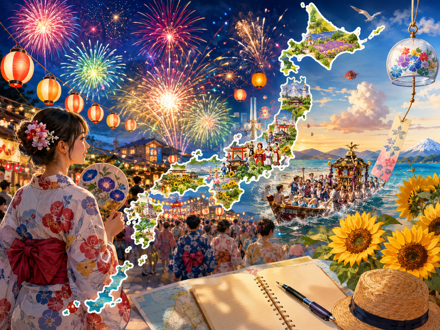 7月の日本、祭りと花火の地図――JAPAN 47 GOが夏を開く illustration