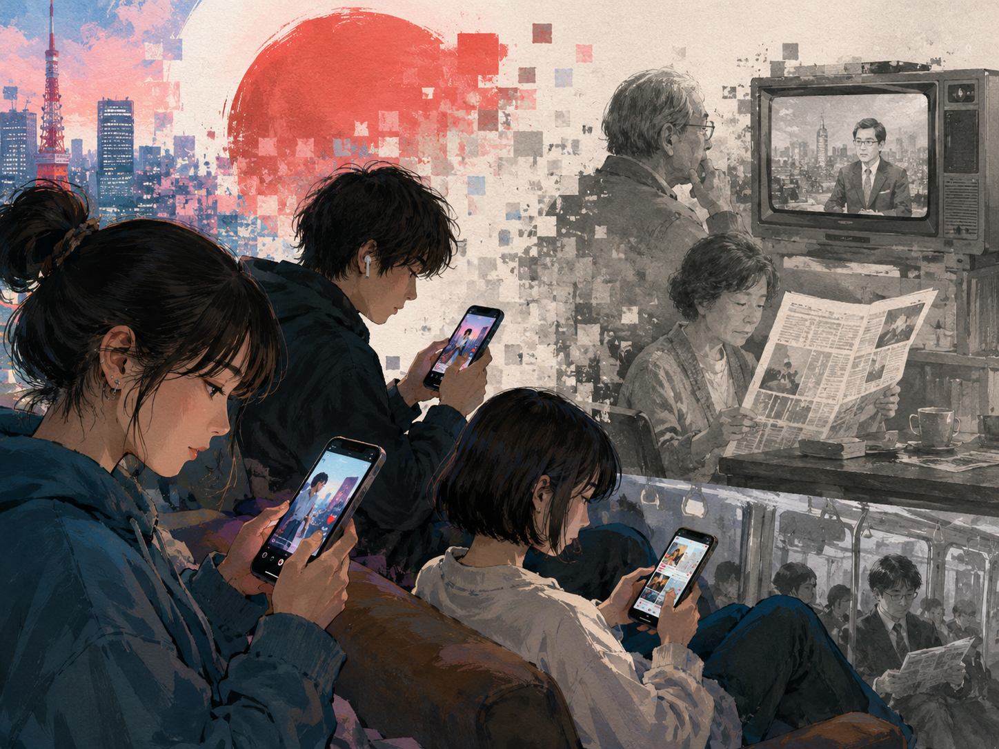 SNSと動画が新聞・テレビを超えた日――日本のニュース習慣が変わる illustration