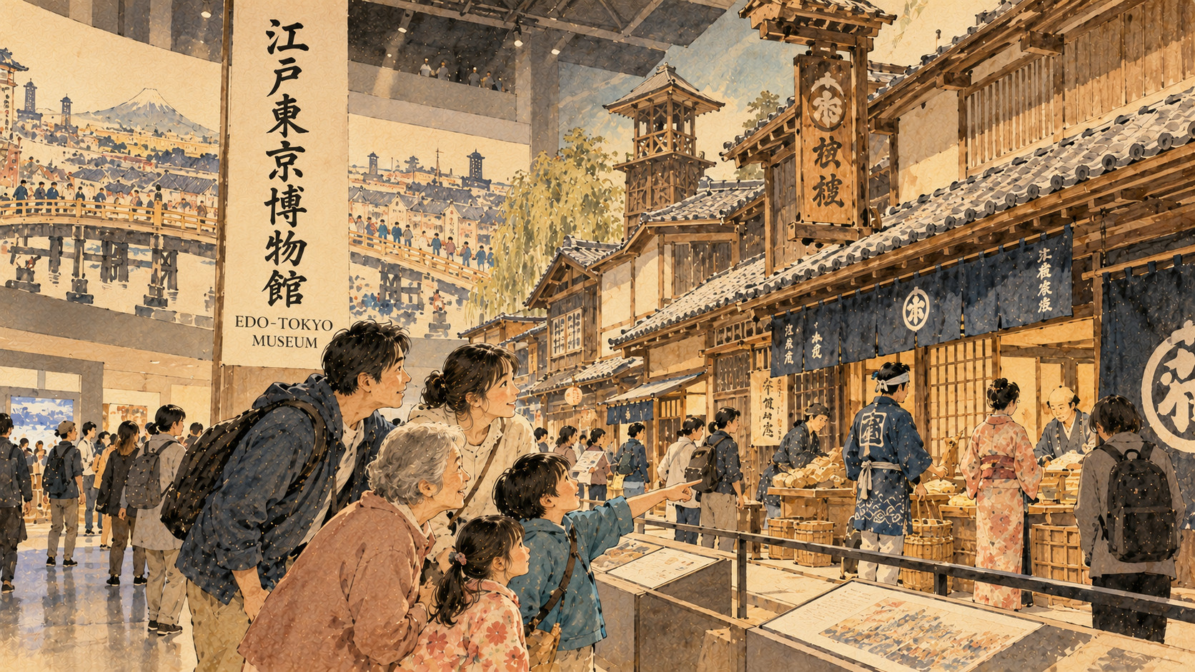 江戸東京博物館、再開後の常設展入場者100万人 — editorial illustration
