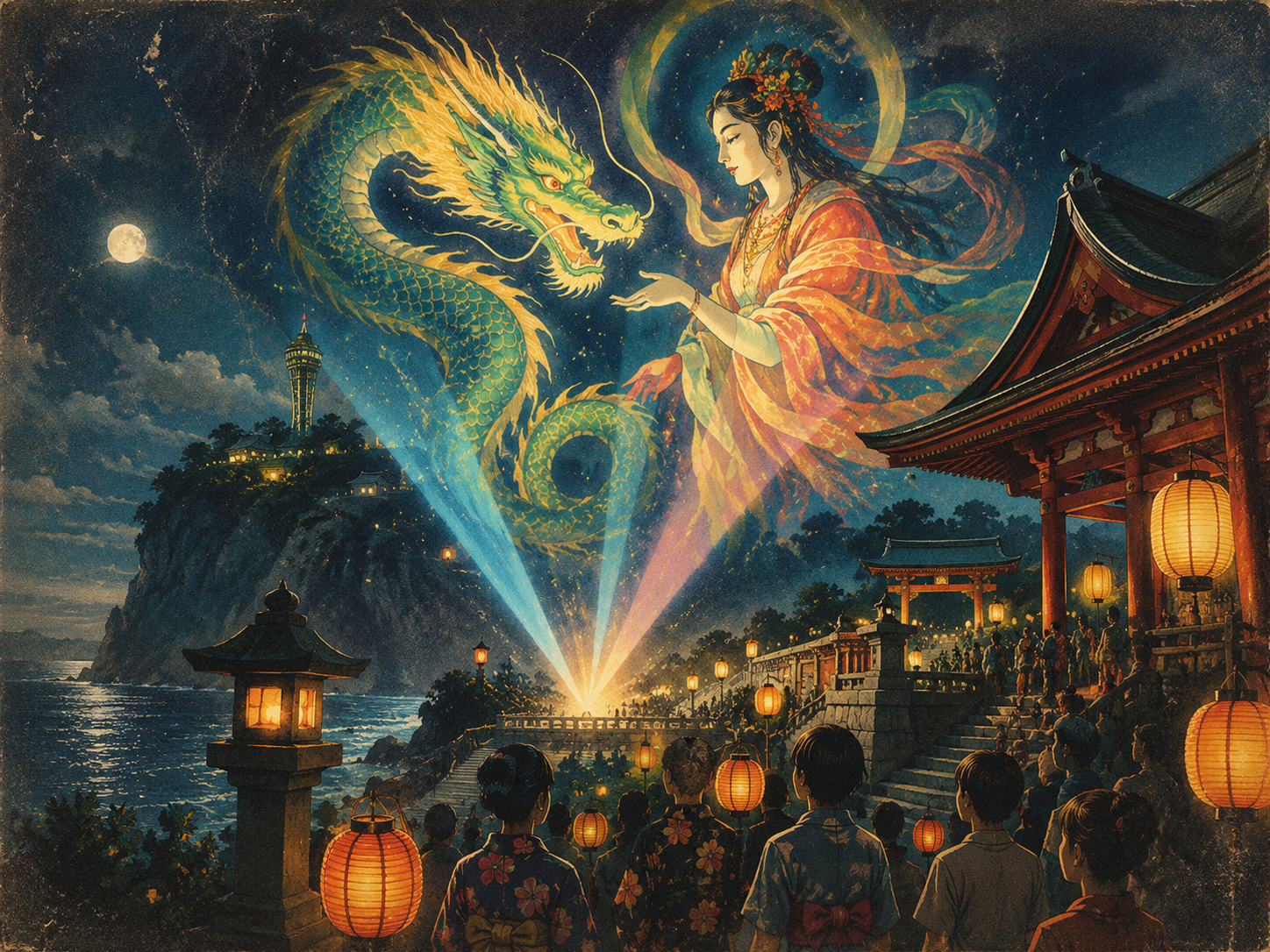Enoshima Summons Its Dragon and Goddess in Light
