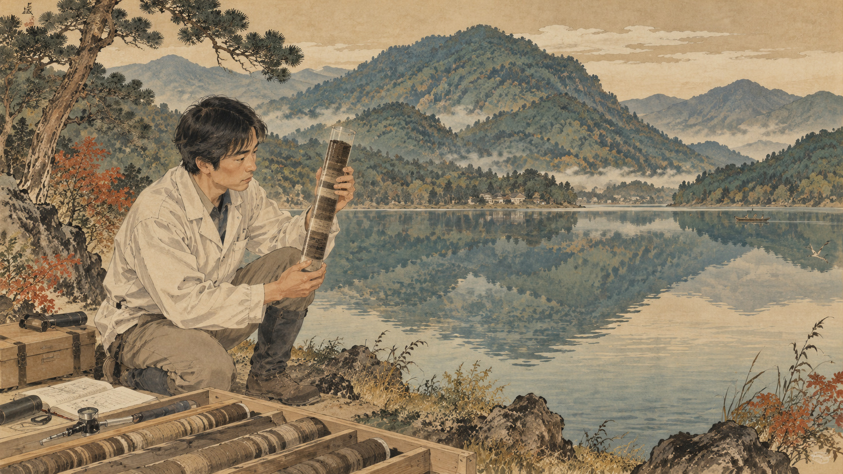 水月湖の湖底に眠る７万年――「年縞」が世界の年代を測り直す