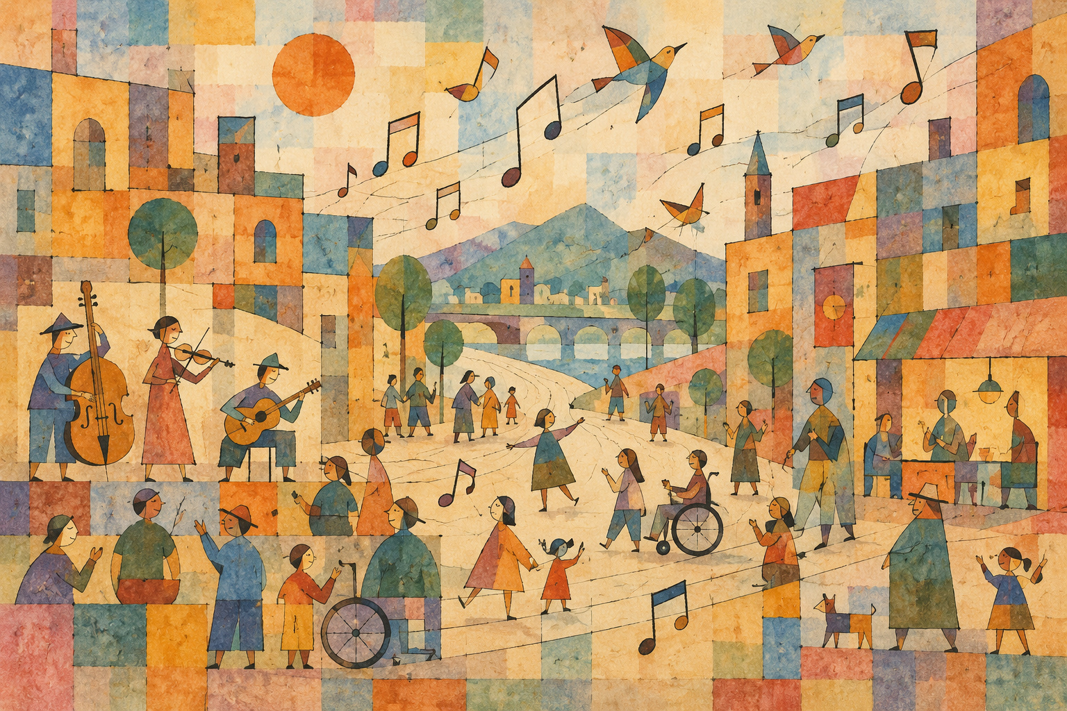 A shared stage in Fukushima: the music festival that makes room for everyone — AI-generated editorial illustration