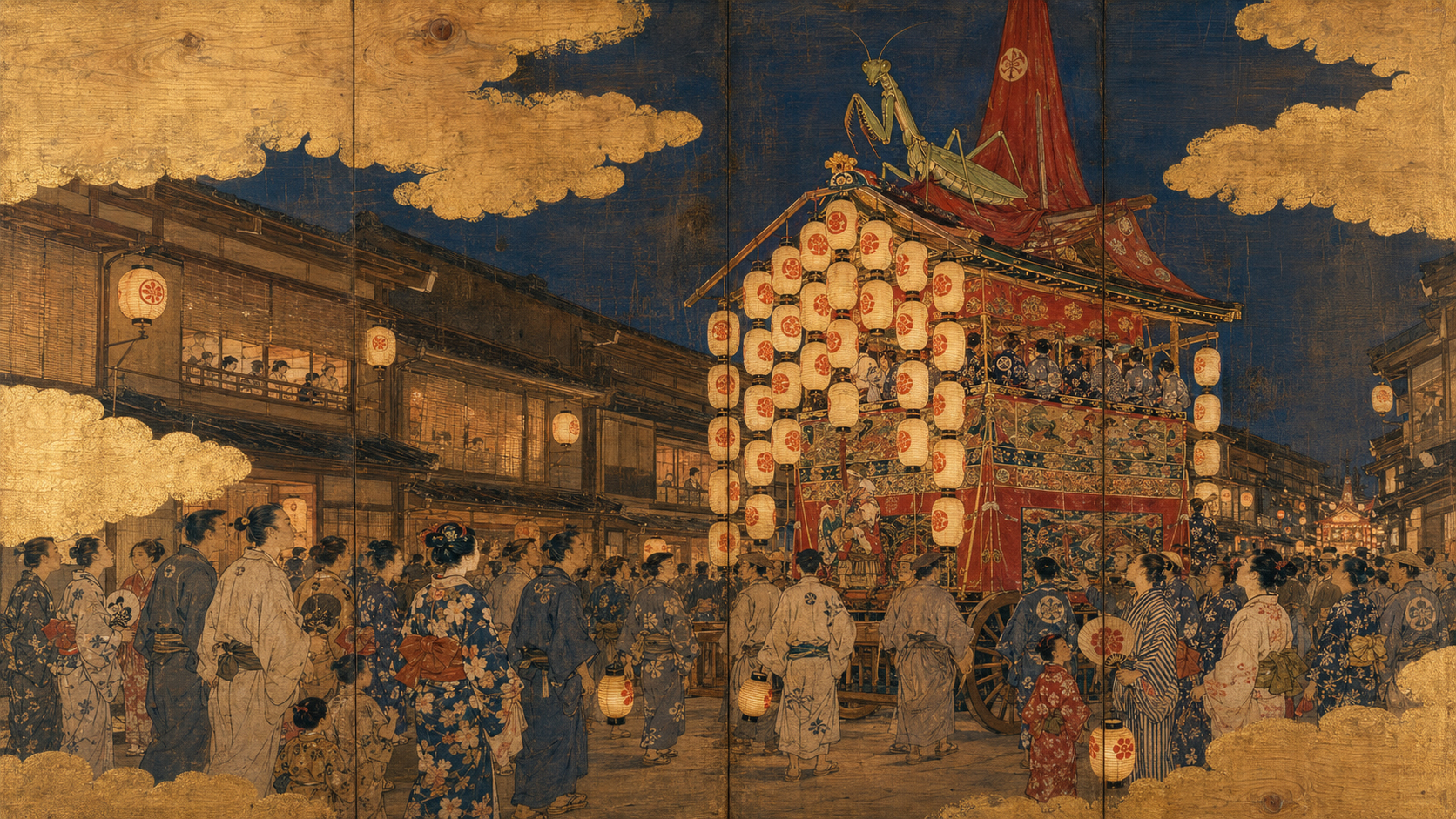 提灯に照らされる祇園祭の宵山