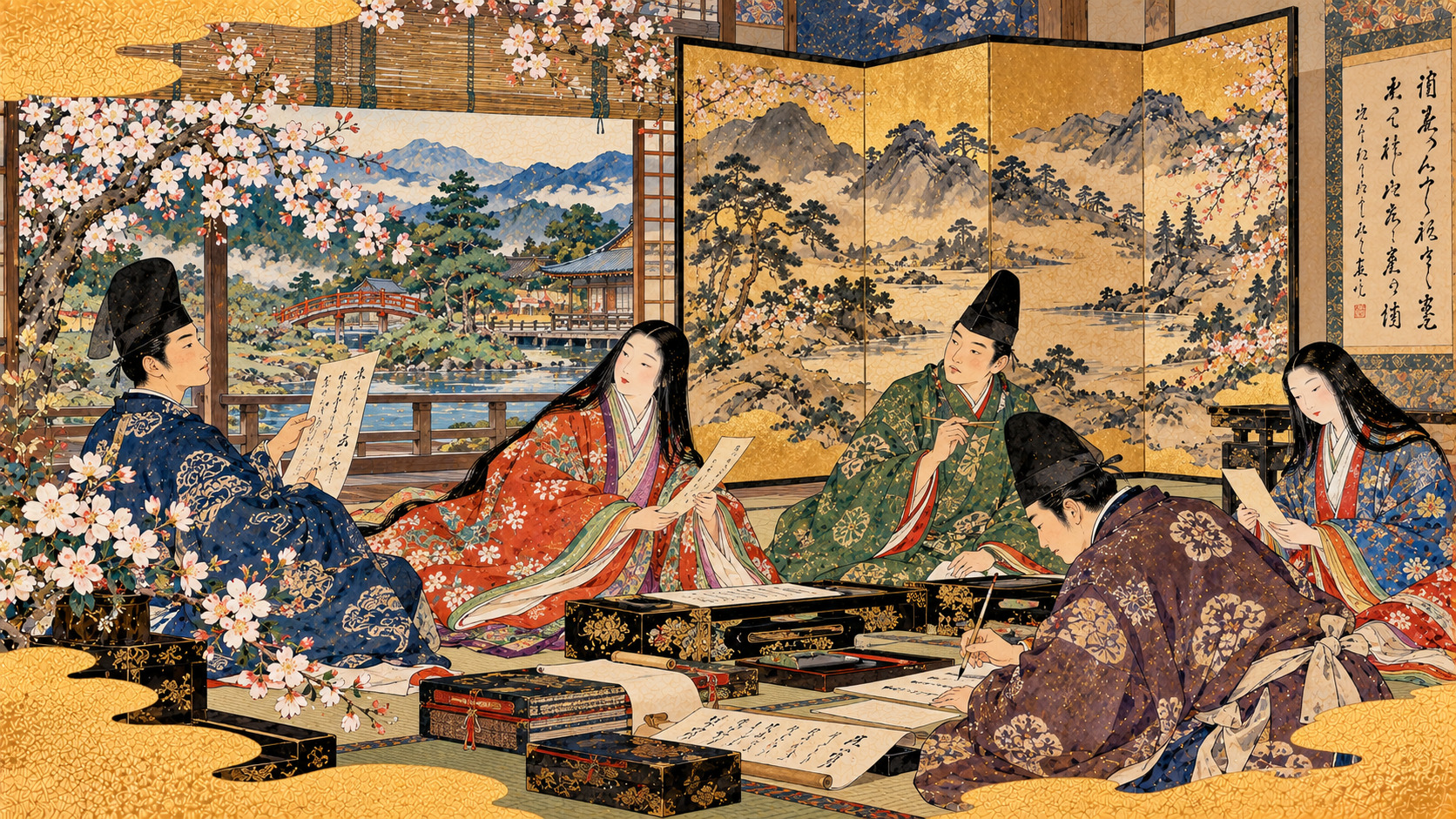 When Poetry Became a Picture: Medieval Japan at the Gotoh Museum — AI-generated editorial illustration