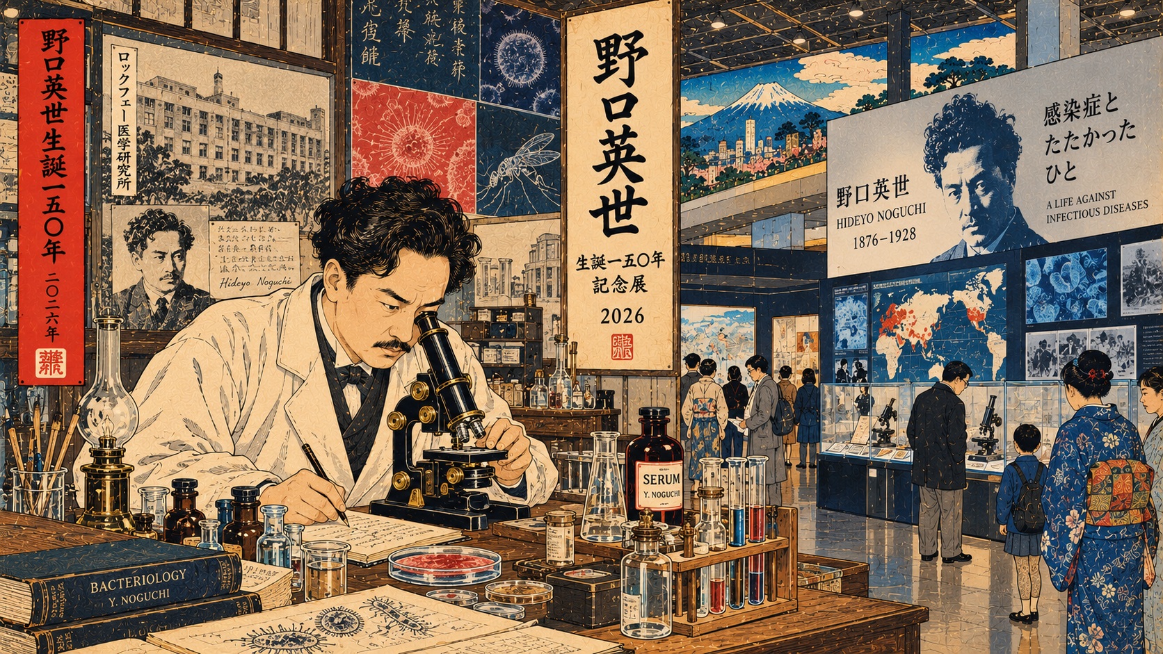 Hideyo Noguchi at 150: Tokyo Revisits a Scientist’s Courage, Discoveries and Mistakes — AI-generated editorial illustration, not a news photograph