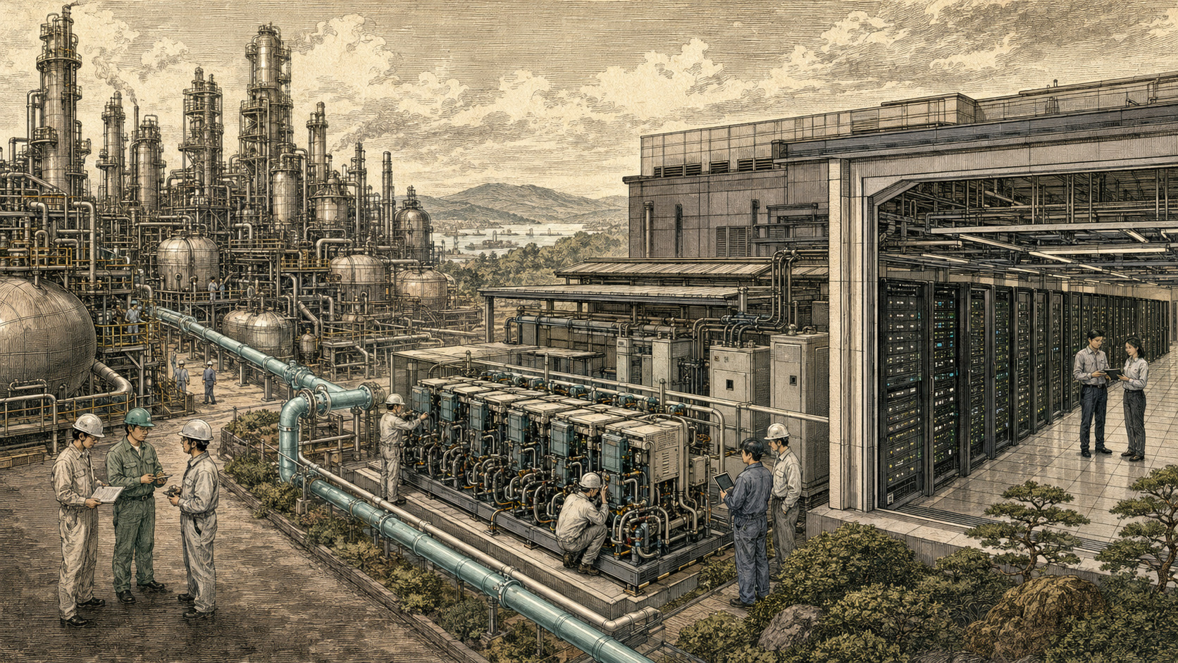 A Data Center Powered by Chemical-Plant By-Product Hydrogen