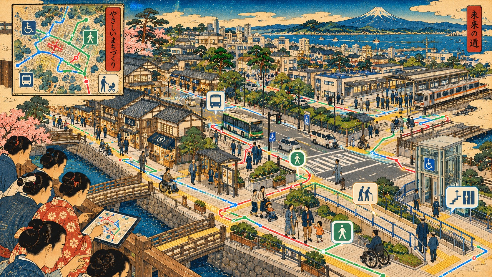 Can AI Map the Pavement? Japan Tests a Better Way to Find Accessible Routes — AI-generated editorial illustration, not a news photograph