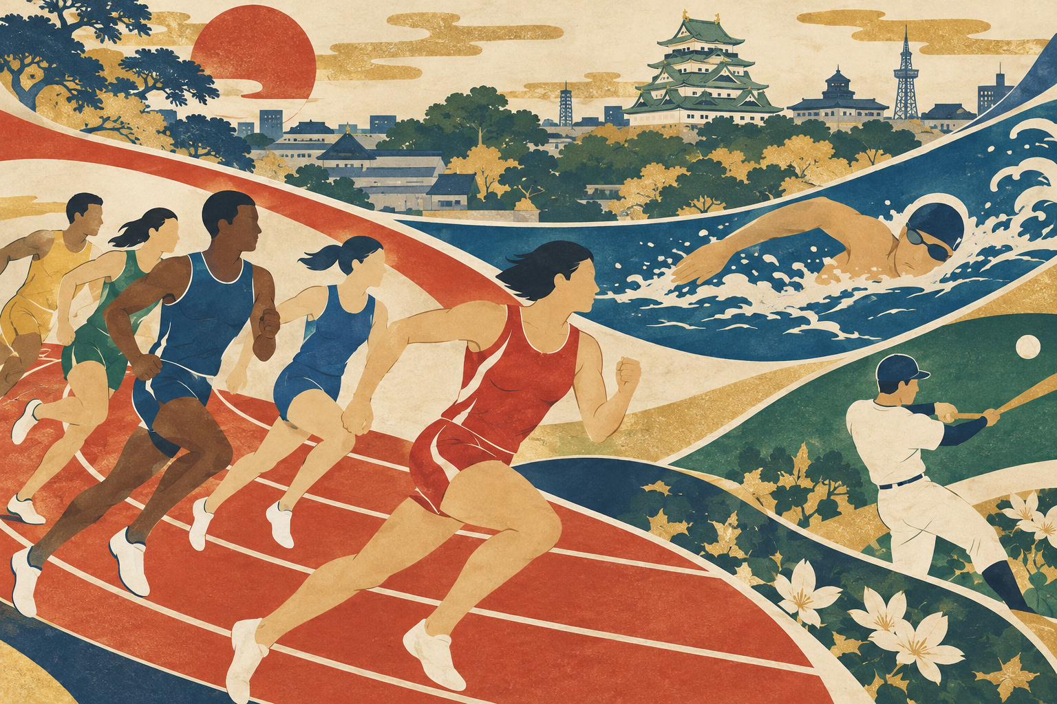 Aichi-Nagoya opens the Asian Games: early wins and the test of hosting — AI editorial illustration