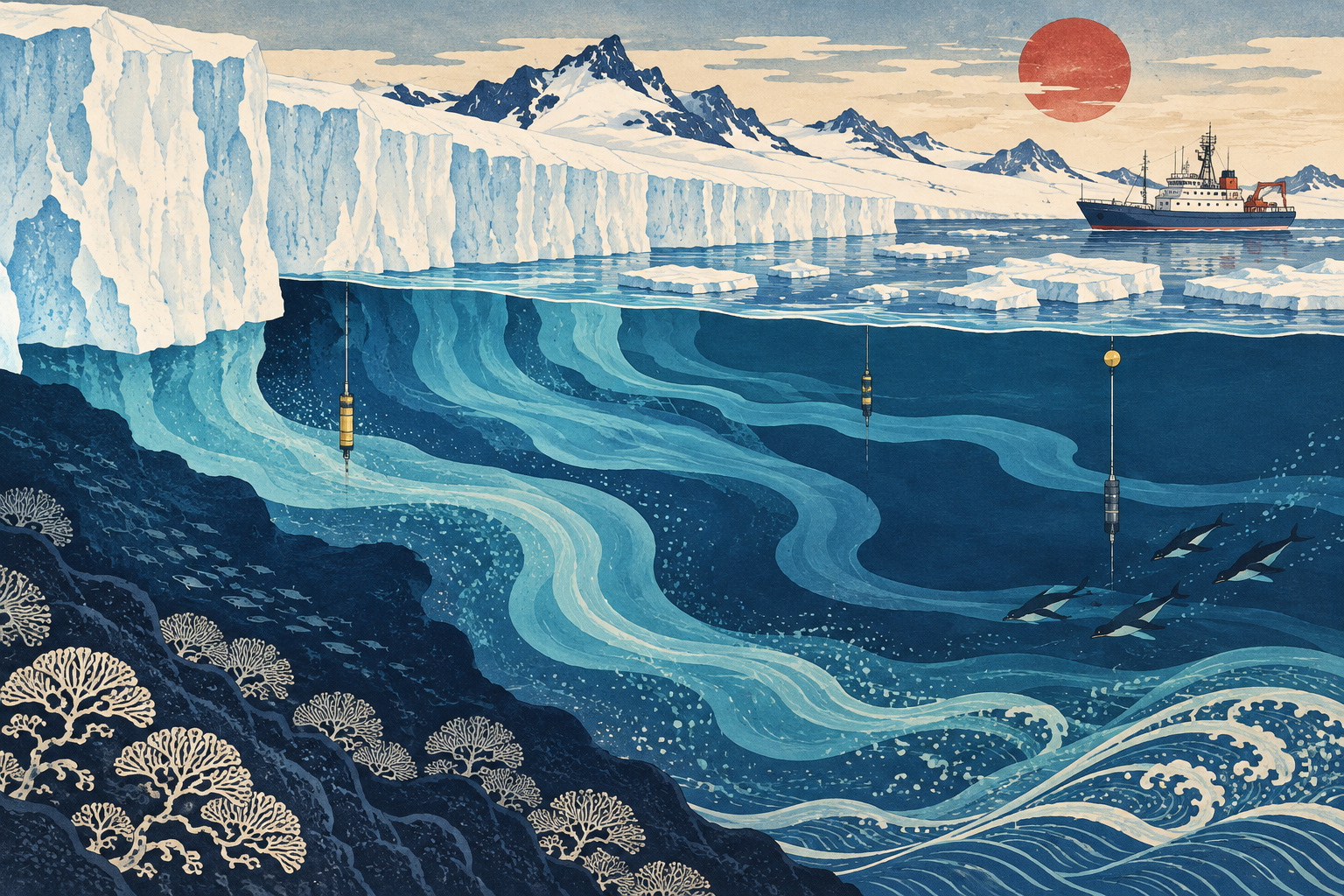 Where Antarctic Meltwater Goes: Japan’s New View Beneath the Surface — AI editorial illustration