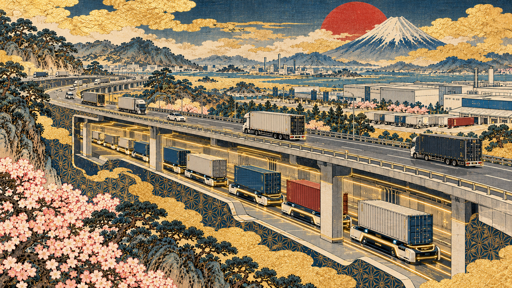 荷物だけが走る道はできるか――自動物流道路、28日から実証 — editorial illustration / 編集イラスト