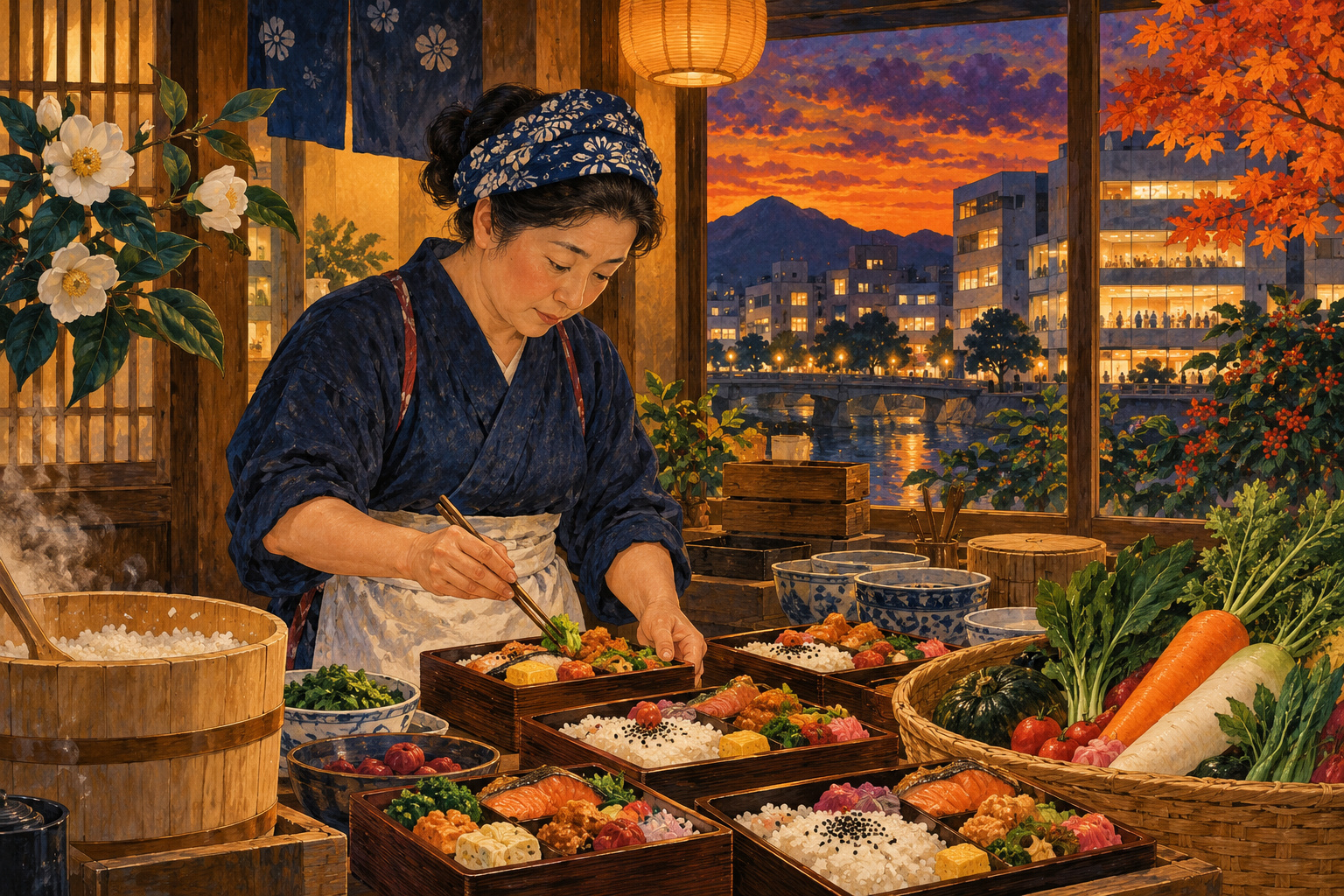 弁当店の倒産、8月までに83件 手頃な昼食を支える採算の壁 — AI生成の編集用イラスト
