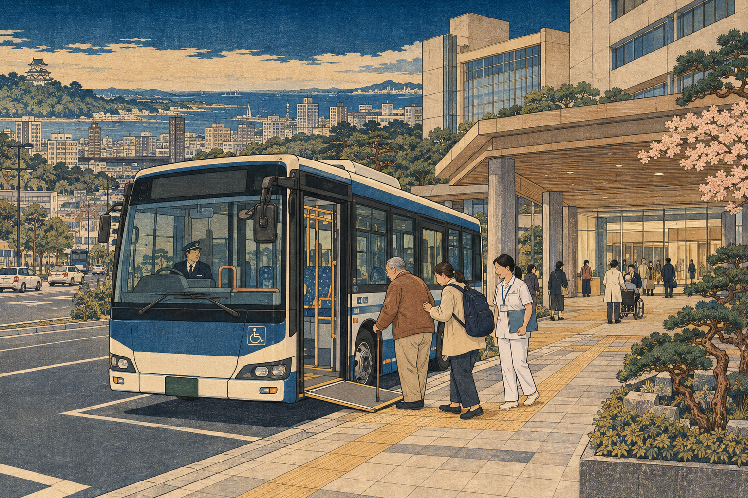 編集用イラスト：幕張海浜病院へ、通う道も変わる　10月のバス再編と受診の注意点