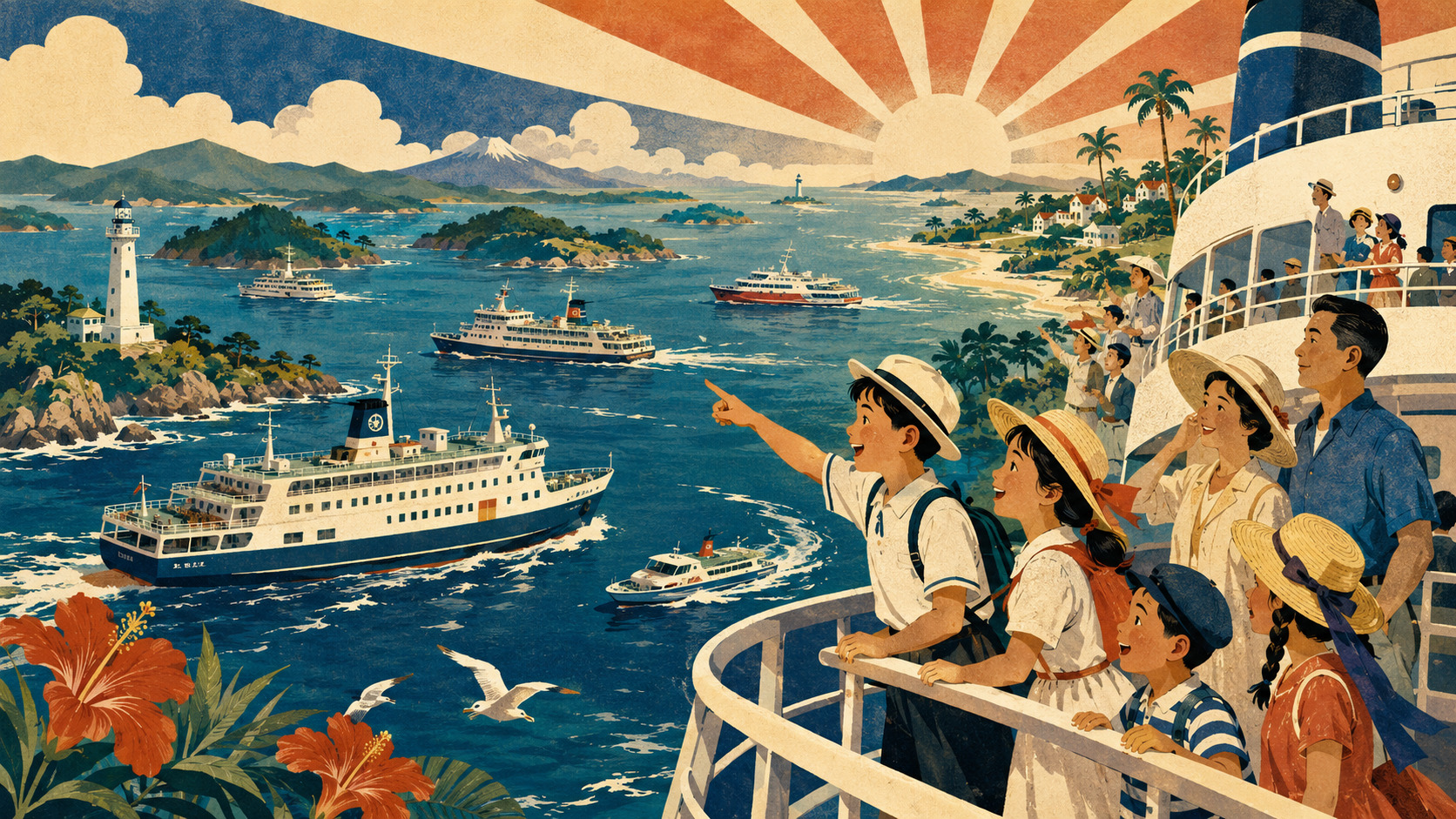 海の日に全国のフェリーへ無料乗船する子どもたち