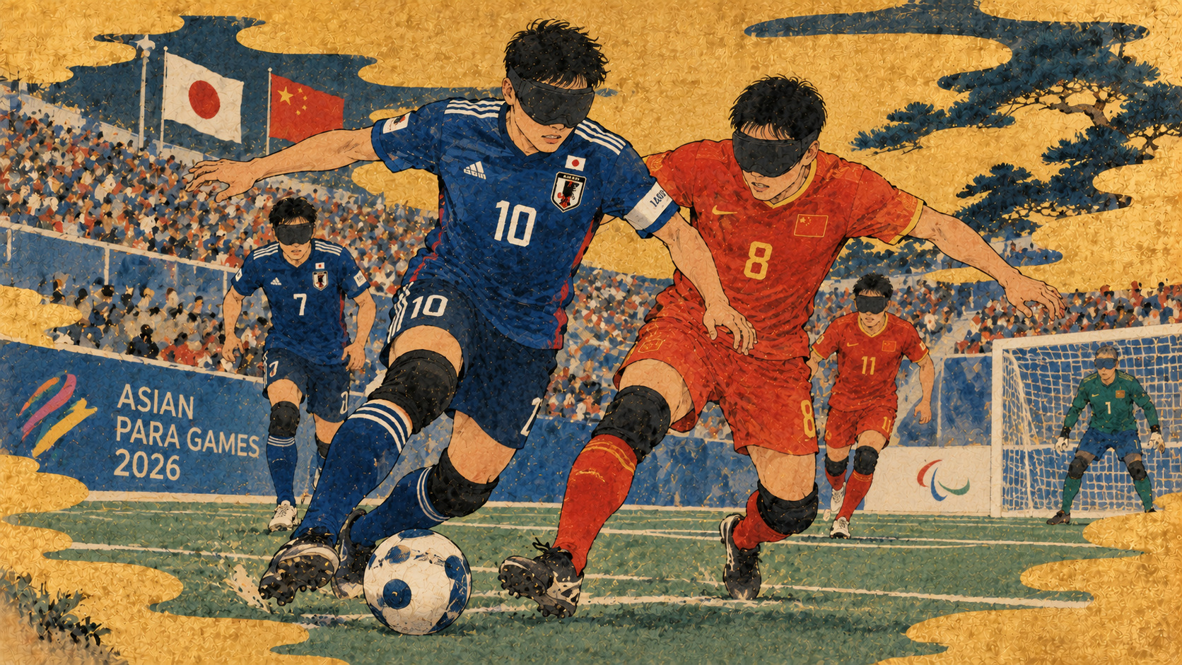 音を頼りに、もう一度中国へ――ブラインドサッカー日本代表、アジアパラ決勝への道 — editorial illustration