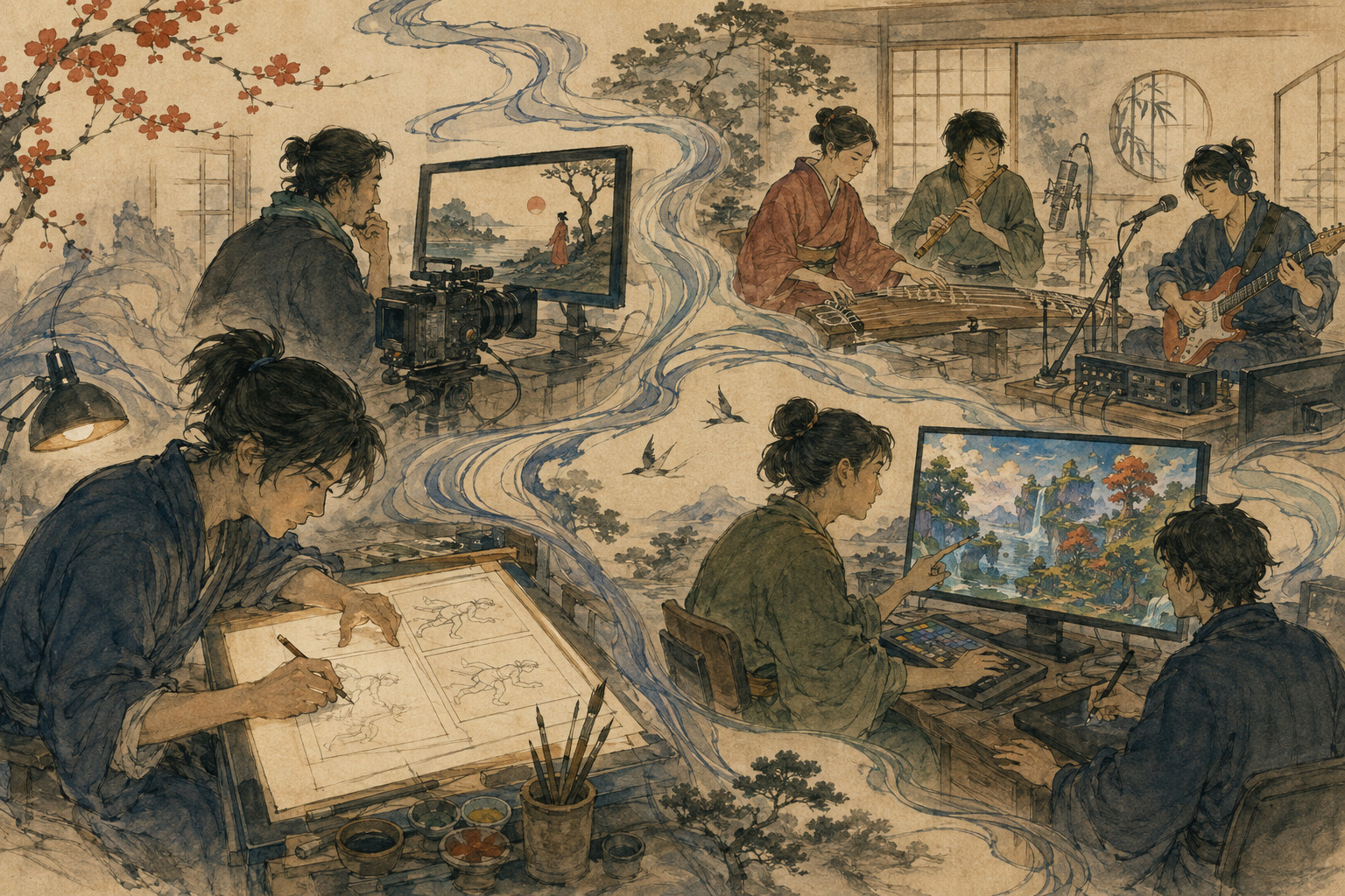 Editorial illustration for Japan Wants ¥20 Trillion in Overseas Content Sales. What Must It Build?