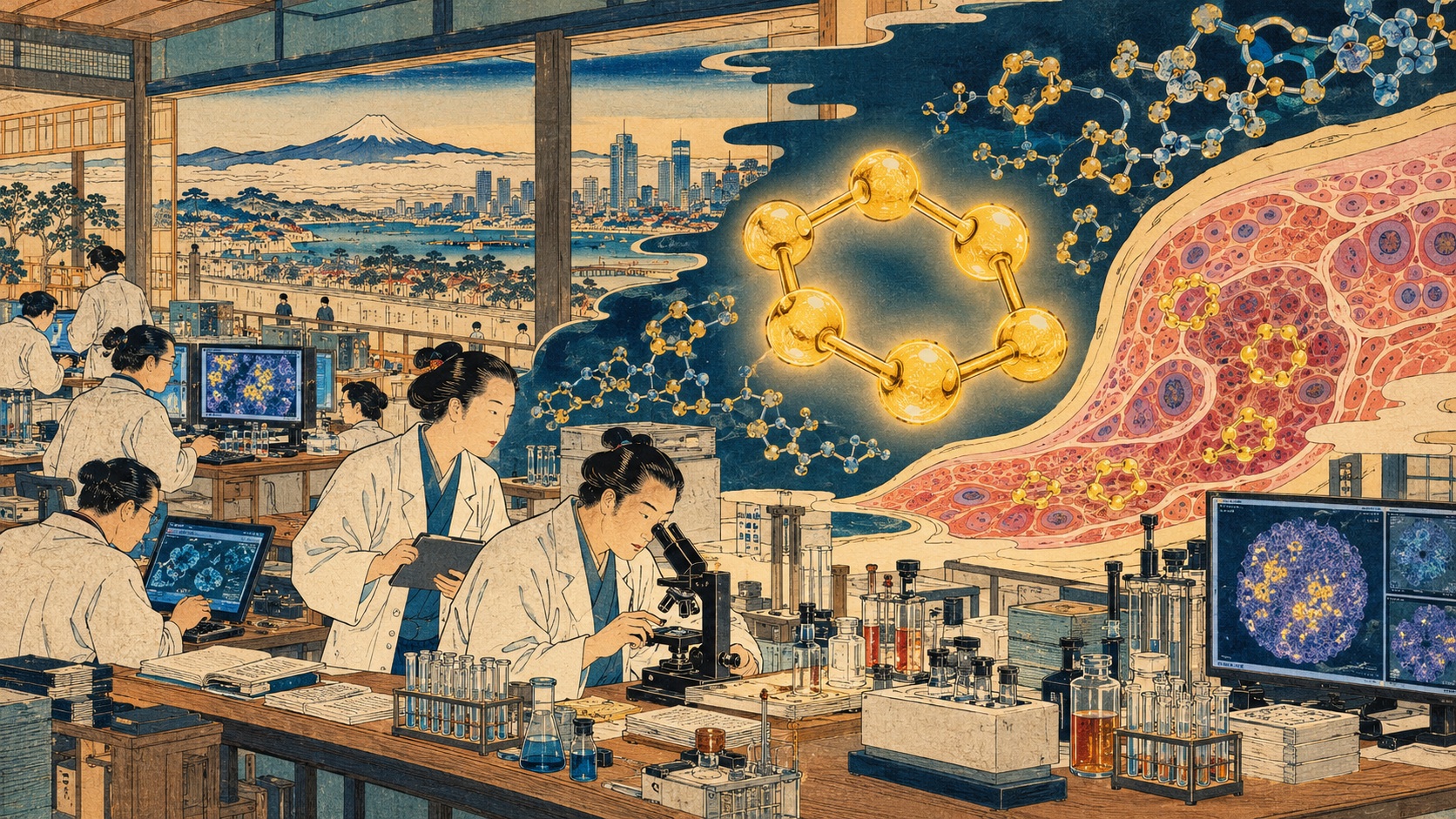 The Sulfur Inside Us: Japan’s Discovery of an Eight-Atom Ring in Mammalian Cells — AI-generated editorial illustration