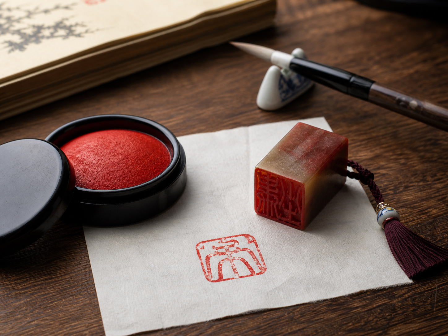 Hanko seal and calligraphy