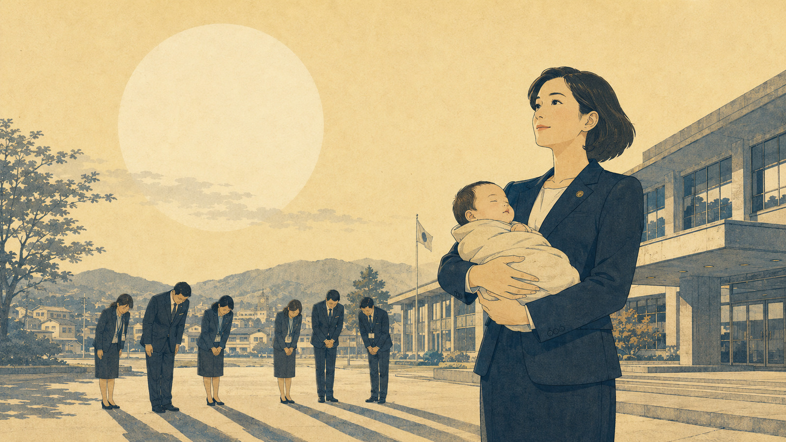 産休を取得する日本の女性市長