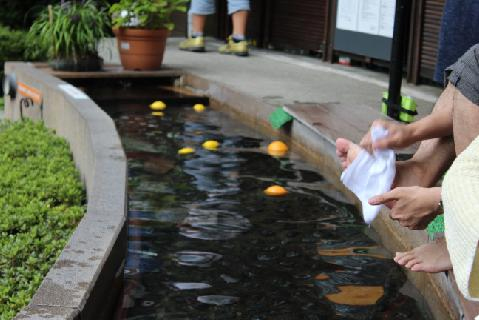 柚子の浮かぶ足湯