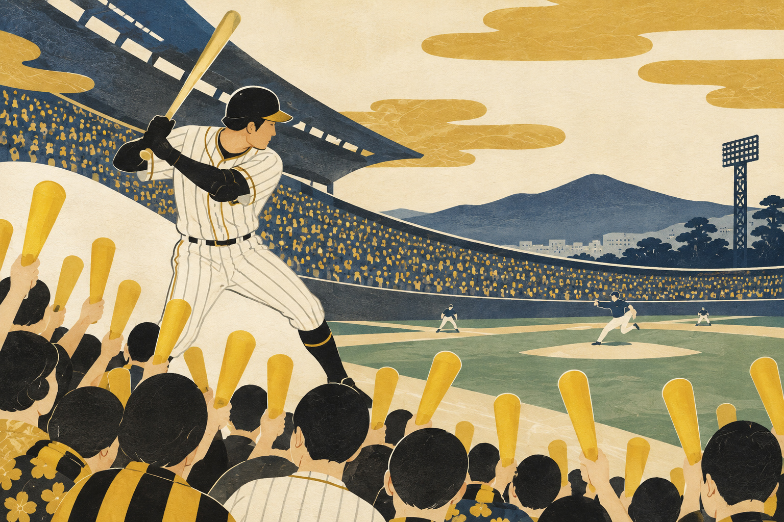 Hanshin leads by a fraction: the Tigers’ tense September pennant race — AI editorial illustration