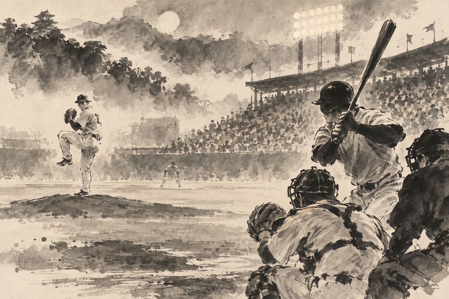 Hanshin and Yomiuri face a tight pennant race and an October 1 showdown — editorial illustration