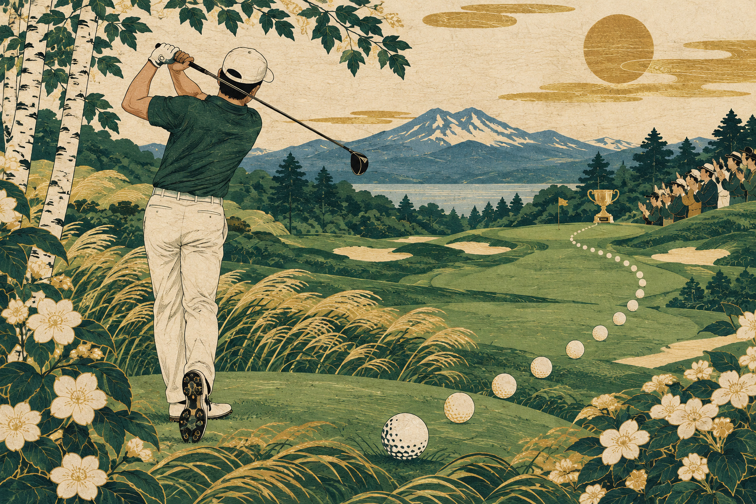 Hirotaro Naito’s First Tour Title: A Record at Wattsu, a Career Kept Going — AI editorial illustration