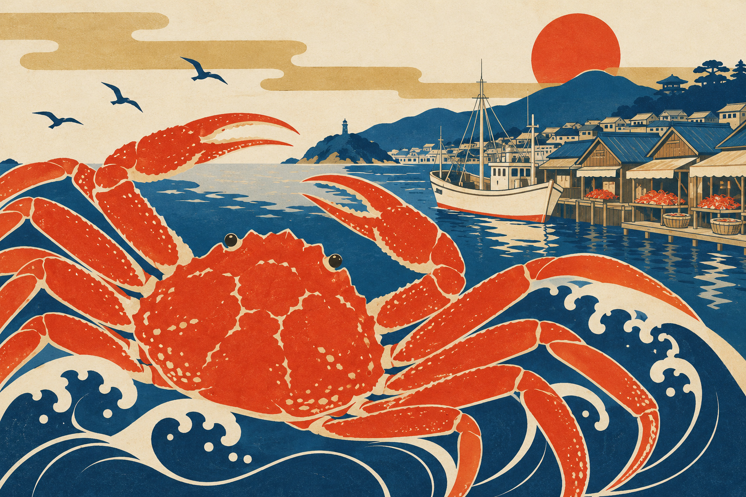 Beyond the crab: Kasumi’s autumn festival and the livelihoods behind a coastal brand — AI editorial illustration