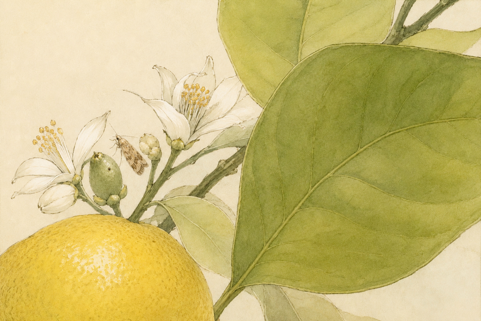 Editorial illustration for A Lemon-Eating Moth Has Reached Japan. How Far Has It Traveled?