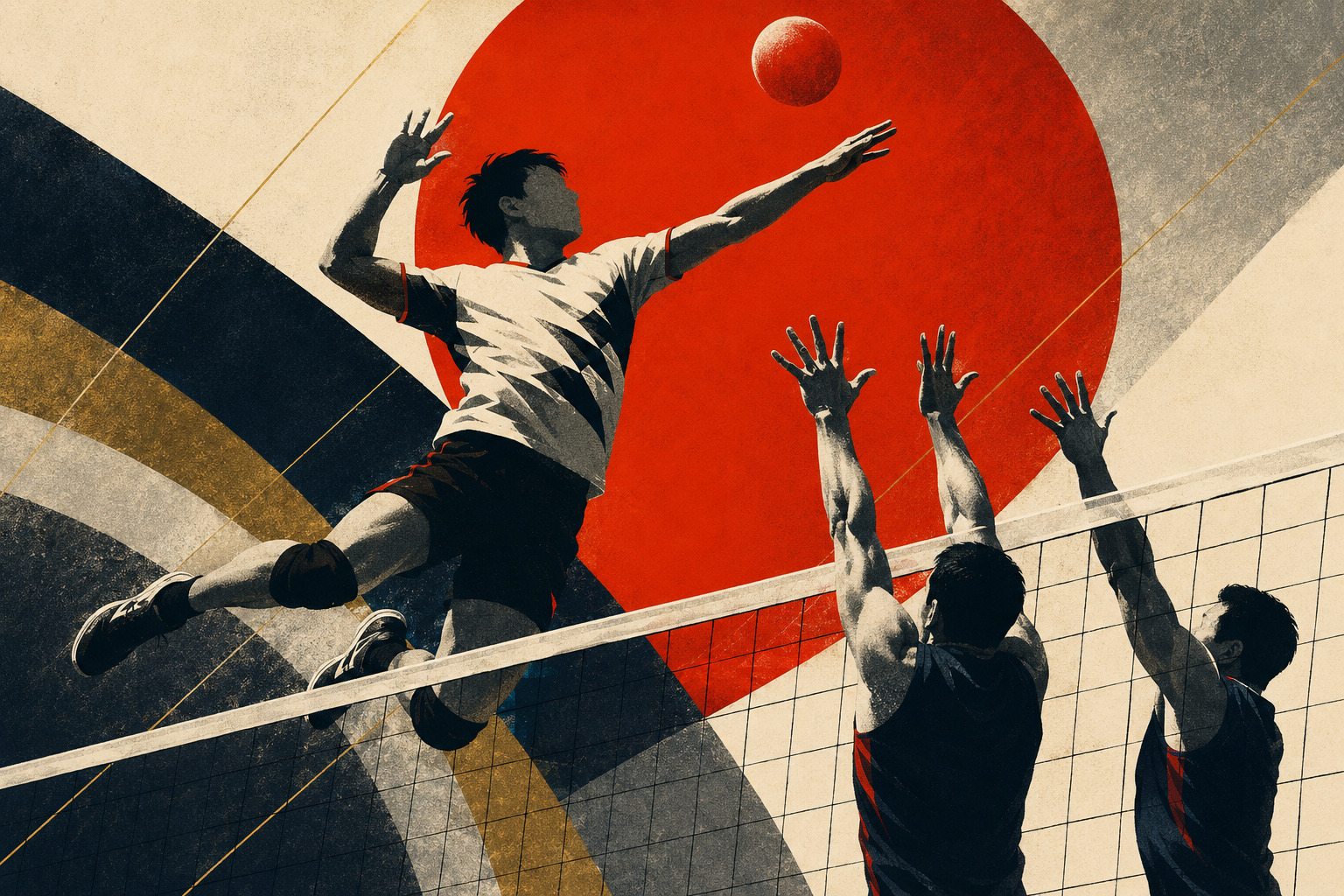Japan and the United States men’s volleyball teams meeting in the VNL semifinal