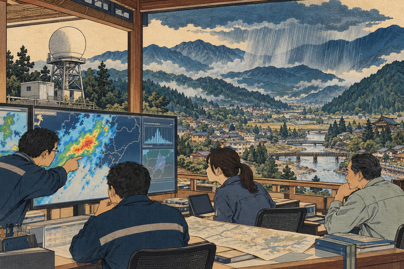 編集用イラスト：雨雲を捉え、判断につなぐ　長野・上田で小型レーダーの有用性を検証