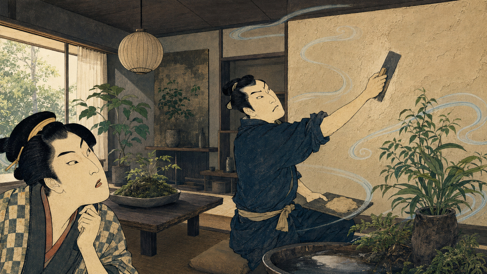 自然素材の壁材を使った日本の室内