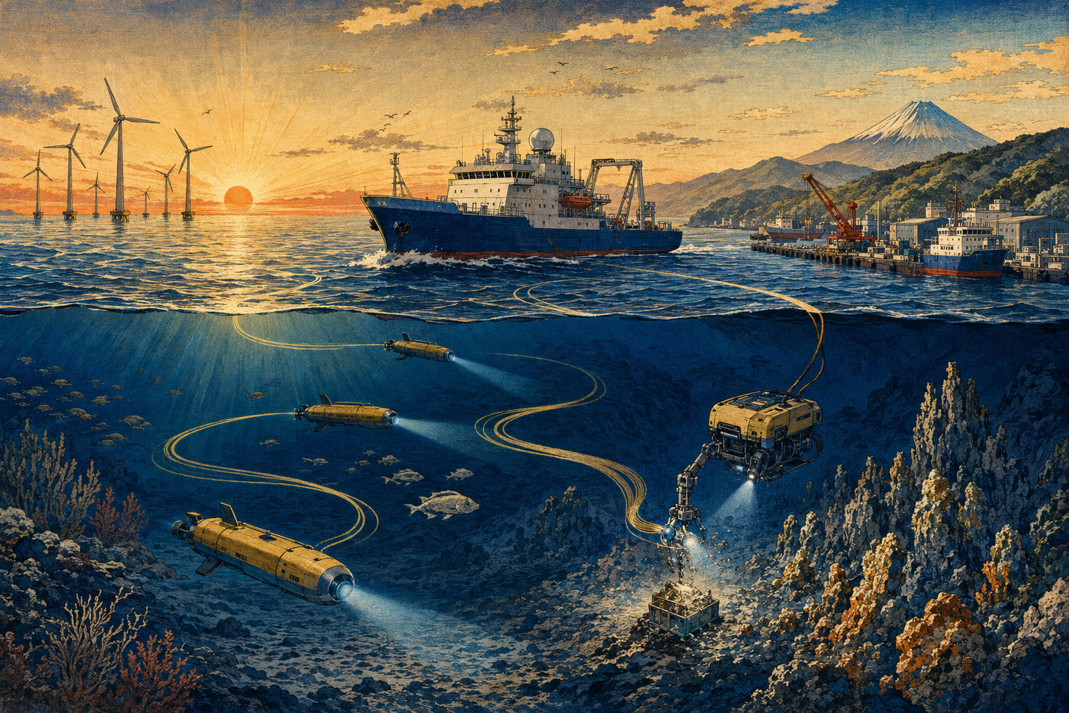 洋上風力、海洋無人機、研究船と深海開発