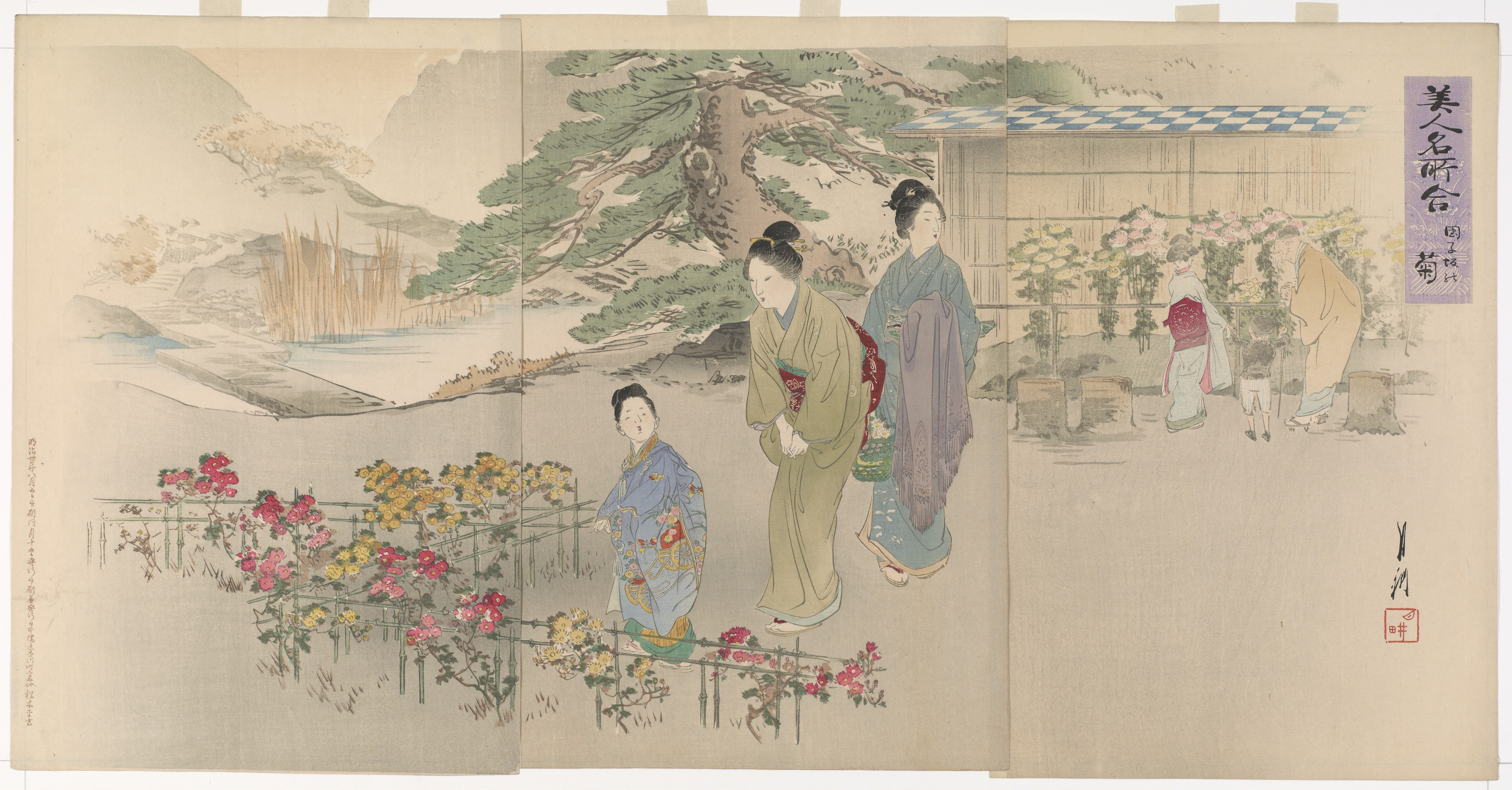 花をまとった明治の東京――尾形月耕「美人名所合 団子坂の菊」が映す秋の興行