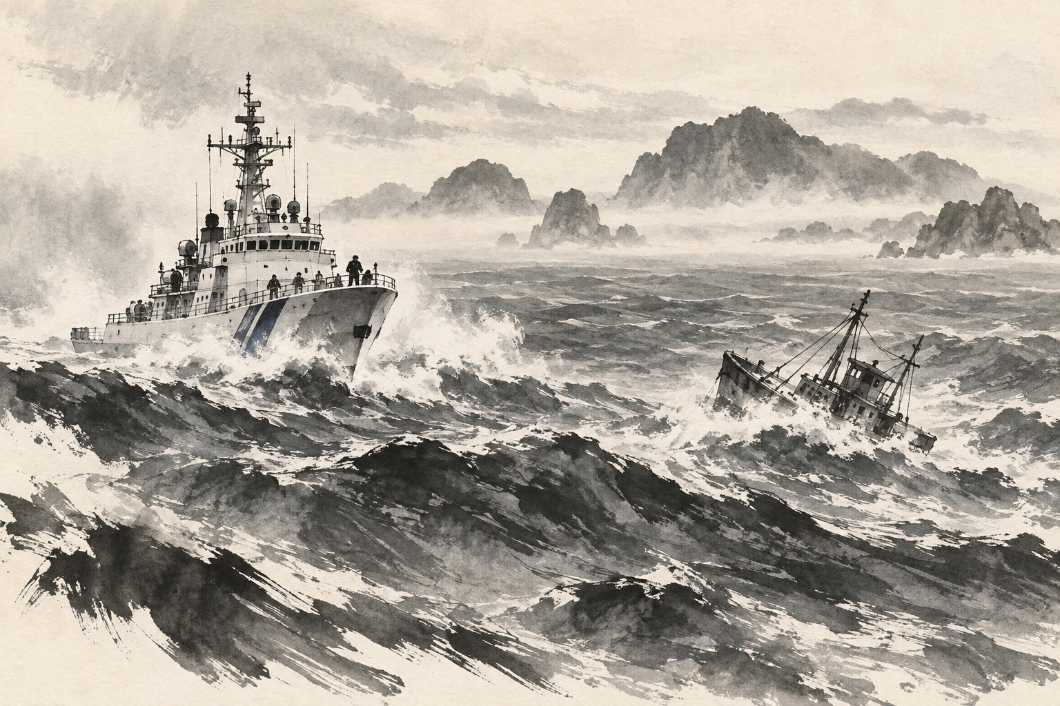 Oki boat sinking: Japan responds to North Korean distress notification — editorial illustration
