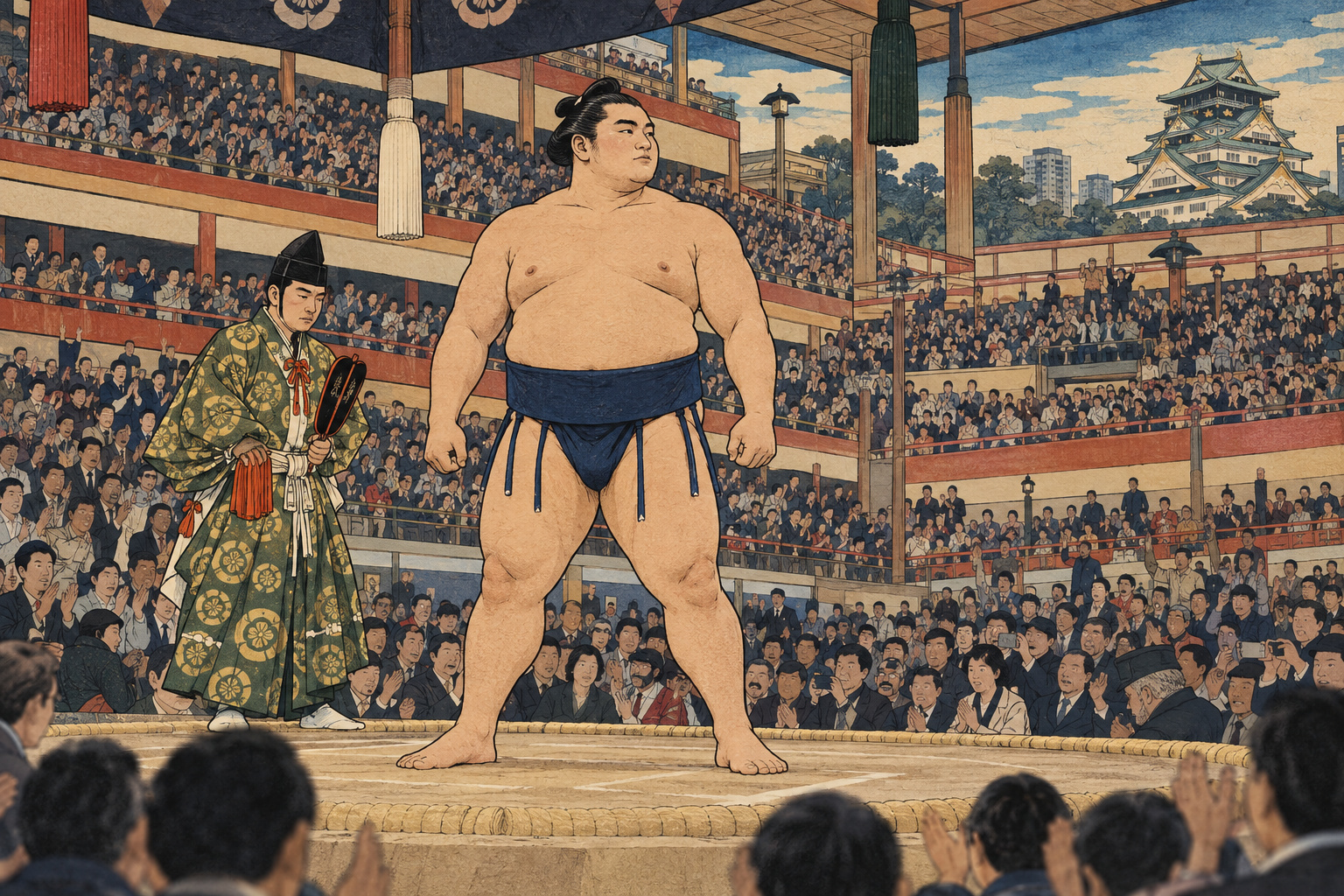 編集用イラスト：大の里、相星決戦を制して6度目の優勝　休場を経た1年、賜杯を奪還