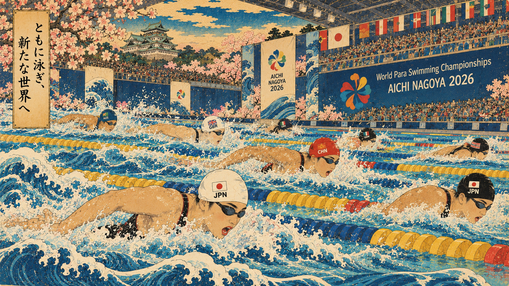 Japan’s Para Swimmers Deliver a Wave of Gold in Nagoya — editorial illustration