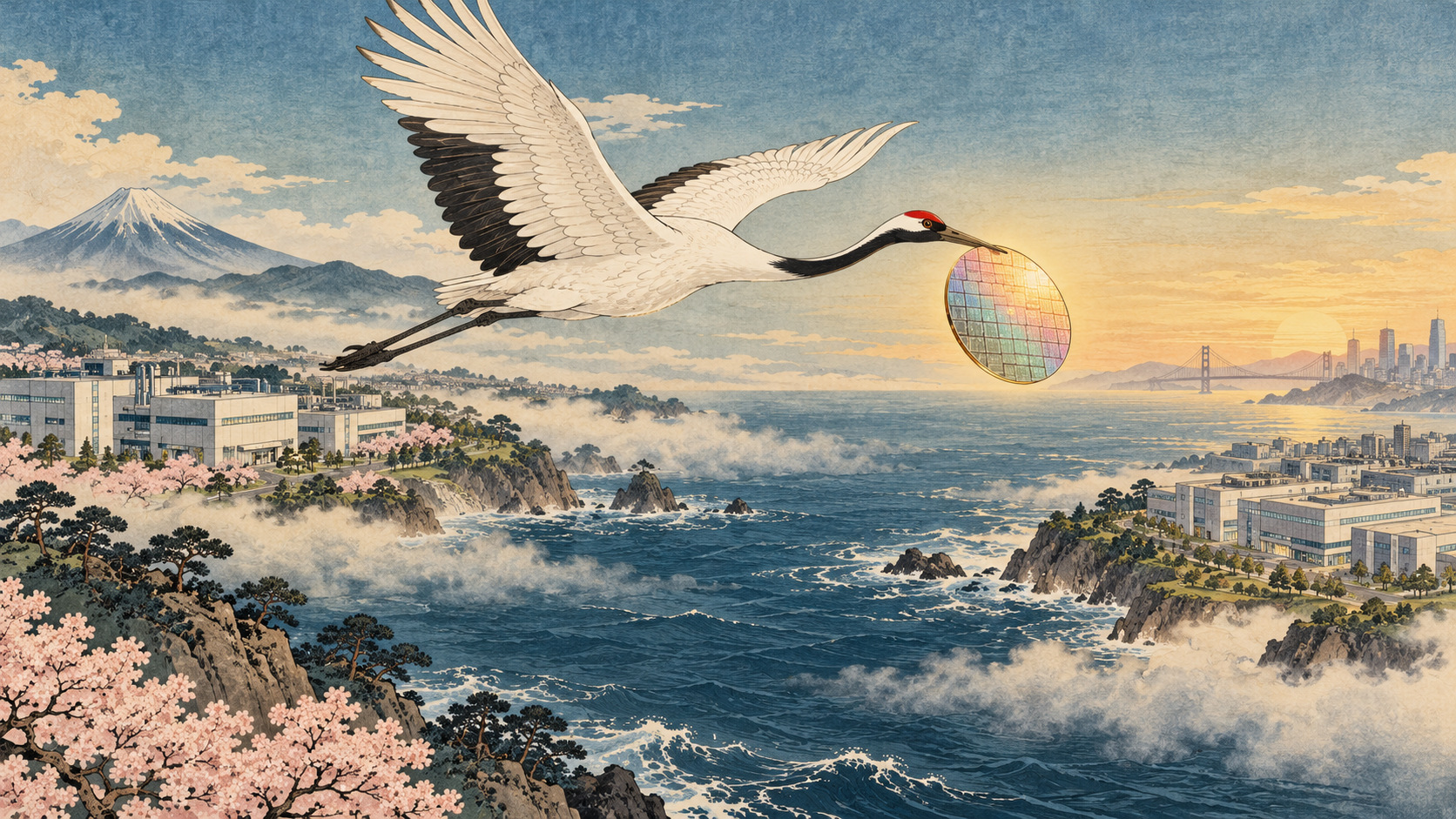 半導体再興を目指す日本、なぜ米国の工場に最大210億ドルを投じるのか — editorial illustration