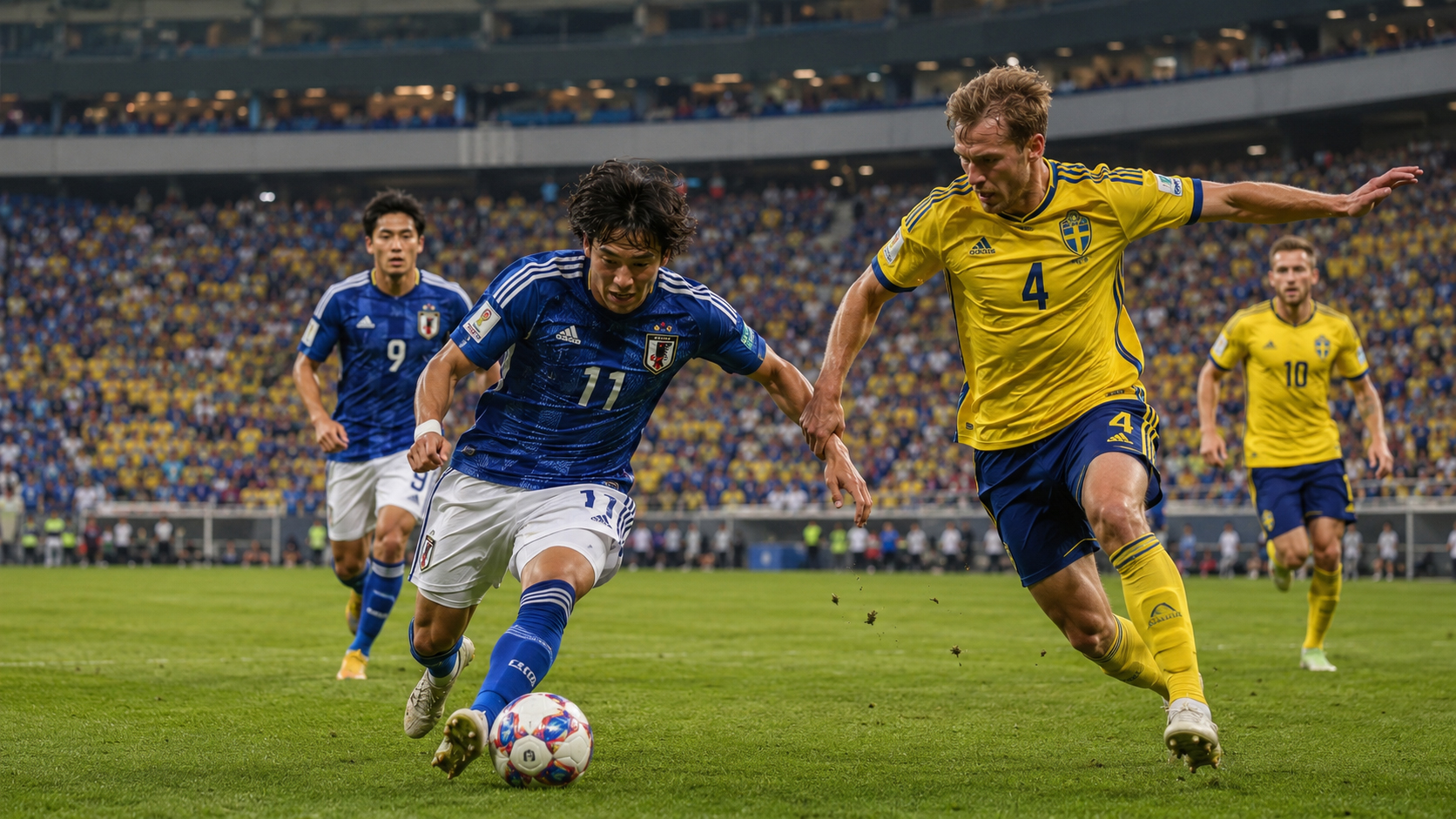Japan and Sweden prepare for a FIFA World Cup matchday under the lights in Dallas.