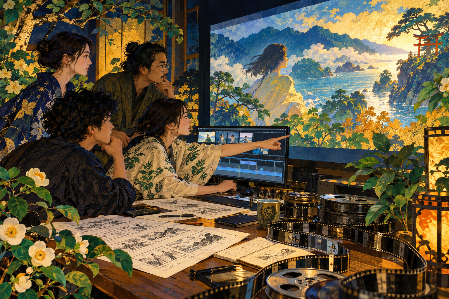 完成前の映画を海外へ TIFF-WIP、作品紹介と試写で業界との接点を広げる — AI生成の編集用イラスト